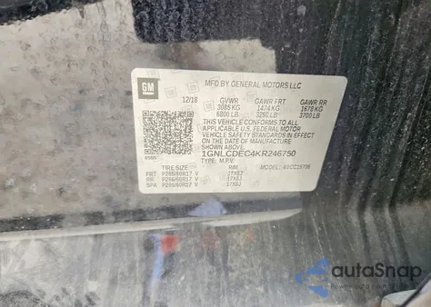 2019 Chevrolet Tahoe Police from USA, damaged, VIN 1GNLCDEC4KR246750